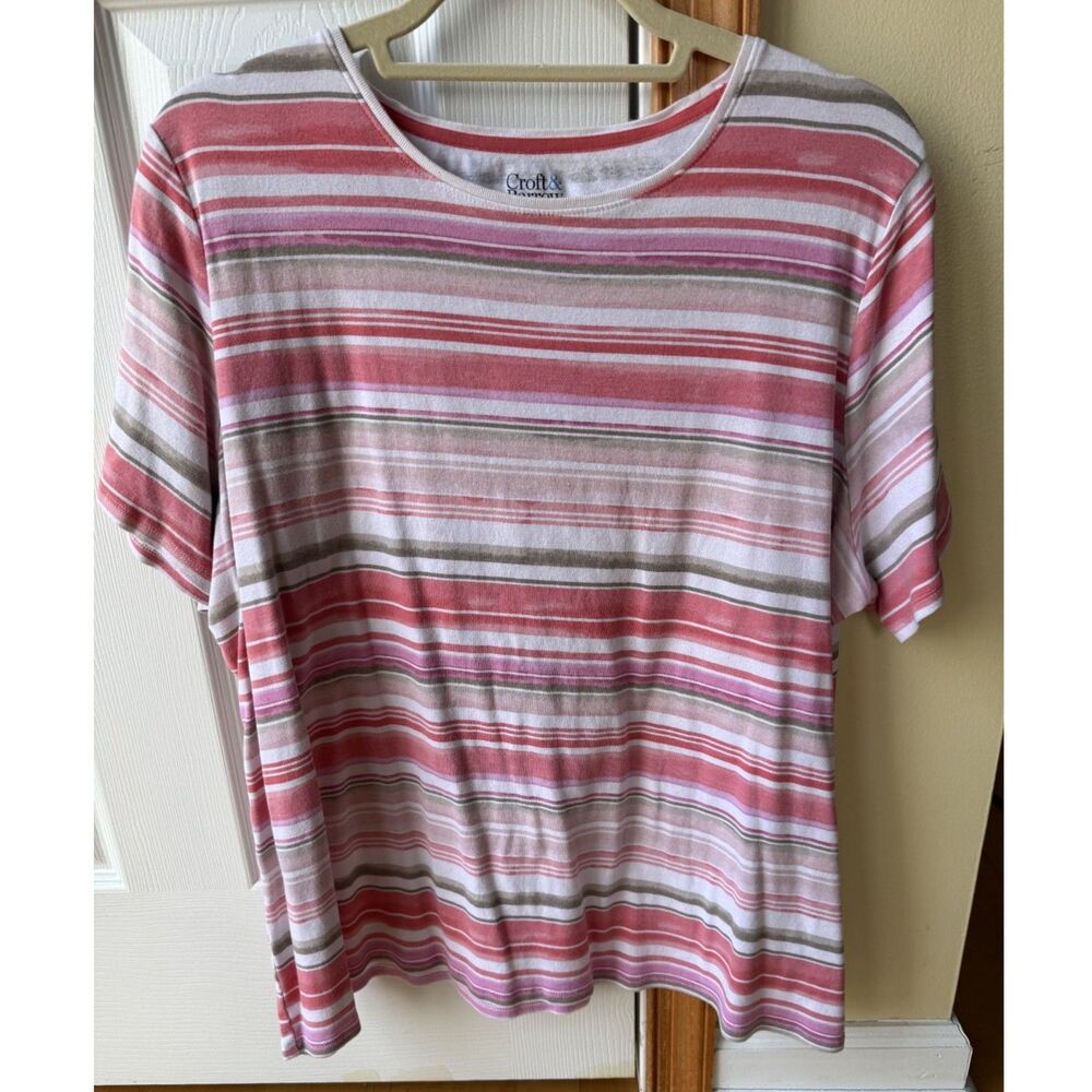 Croft & Barrow Pink Striped T-shirt